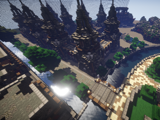A domed arena featuring parks, canals, and large, ornate buildings. Screenshot by Brent Calvelage
