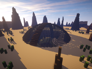 A small arena with a climbable glass dome for spectators. Screenshot by Brent Calvelage