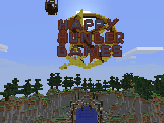 The Hunger Games 'Mockingjay' emblem hangs in the sky above an arena. Screenshot by Saeed Afzal